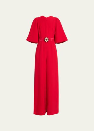 Andrew Gn + Cape Wide-Leg Belted Jumpsuit