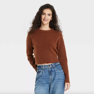 Universal Thread + Crew Neck Cashmere-Like Pullover Sweater