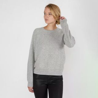 Jennie Liu + 100% Pure Cashmere Extra Cozy Thermal Raglan Crew Neck Sweater