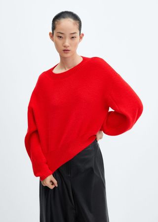Mango + Puff-Sleeve Knitted Sweater