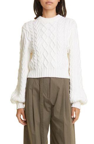Proenza Schouler White Label + Chunky Cable Merino Wool Sweater