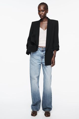 Zara + Blazer with Rolled-Up Sleeves