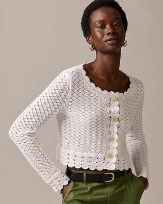 J.Crew Collection + Crochet Cropped Cardigan Sweater
