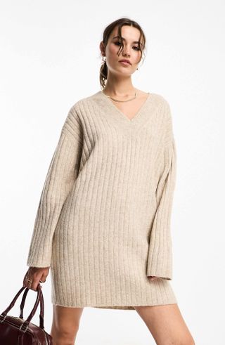 Asos Design + Rib Sweater Dress