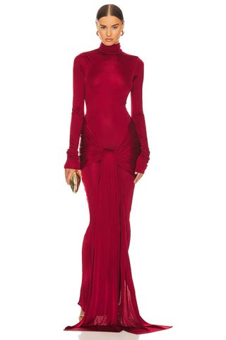 Helsa + Slinky Jersey Sarong Maxi Dress