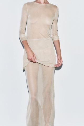 Zara + Knit Semi-Sheer Straight Skirt