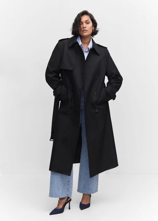 Mango + Waterproof Double-Breasted Trench Coat