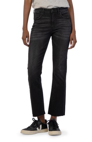 Kut From the Kloth + Kelsey Fab Ab Raw Hem High Waist Ankle Flare Jeans