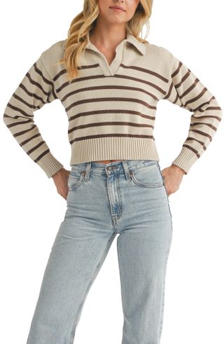 All in Favor + Stripe Cotton Polo Sweater