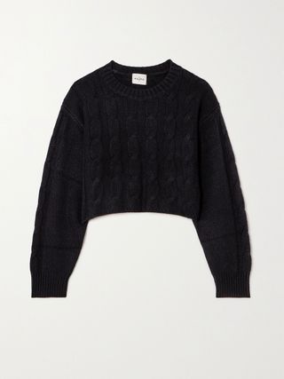 Le Kasha + Judecca Cropped Cable-Knit Organic Cashmere Sweater