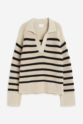 H&M + Rib-Knit Polo Sweater