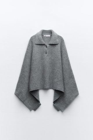 Zara + Polo Collar Knit Cape