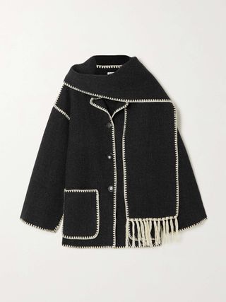 Toteme + + Net Sustain Draped Fringed Wool-Blend Jacket