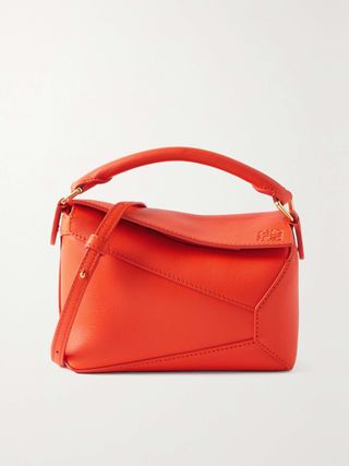 Loewe + Puzzle Edge Mini Textured-Leather Shoulder Bag in Orange