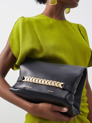 Victoria Beckham + Chain-Embellished Leather Handbag