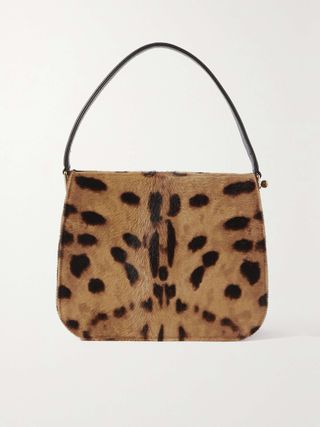 Ferragamo + Leopard-Print Calf Hair Shoulder Bag