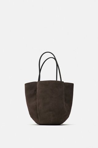 Zara + Flower Suede Bucket Bag