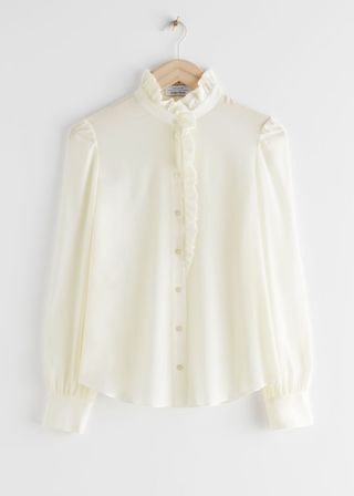 & Other Stories + Ruffled Mulberry Silk Blouse