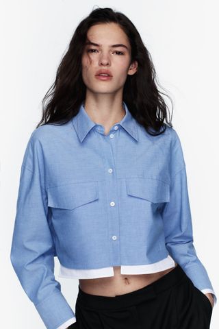 Zara + Crop Oxford Shirt