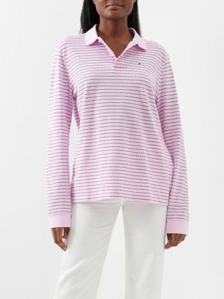 Saks Potts + Serena Long-Sleeved Cotton-Piqué Polo Shirt