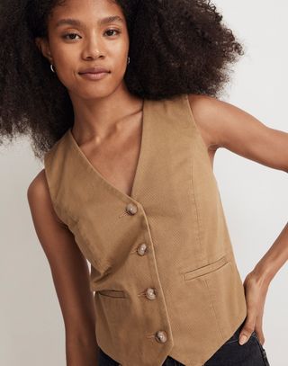 Madewell + Button-Front Vest in (Re)generative Chino
