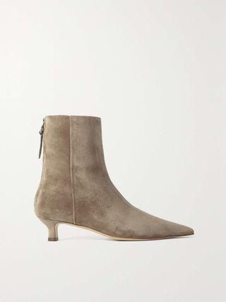 Aeyde + Zoe Suede Point-Toe Ankle Boots