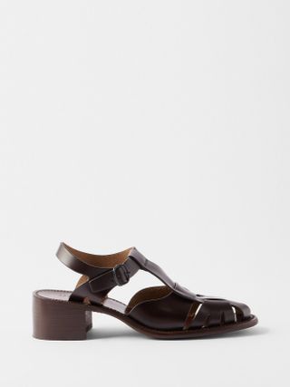 Hereu + Pesca Cutout Leather Heeled Sandals