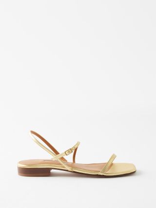 Emme Parsons + Hope Metallic-Leather Flat Sandals