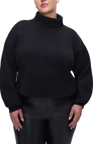 Good American + Rib Crop Turtleneck Sweater