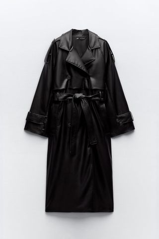 Zara + Oversized Faux Leather Trench