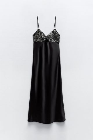 Zara + Contrasting Sequin Slip Dress
