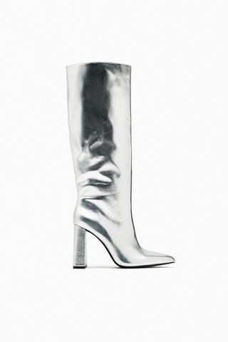 Zara + Metallic Heeled Boots