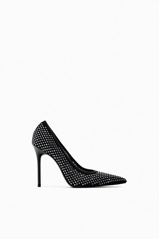 Zara + Rhinestoned Heeled Shoes