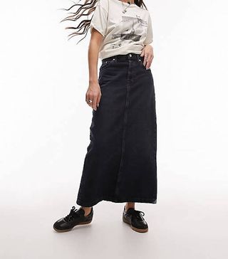 Topshop + Denim Midi Skirt