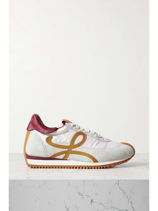 Loewe + Flow Logo-Appliquéd Shell, Suede and Leather Sneakers
