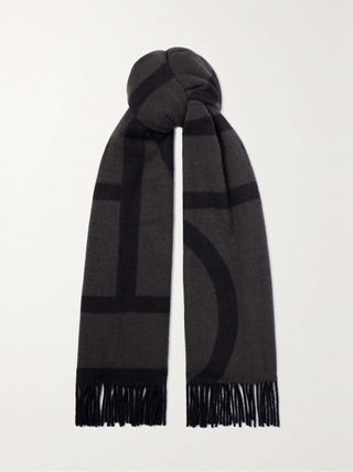 Toteme + Fringed Jacquard-Knit Wool Scarf