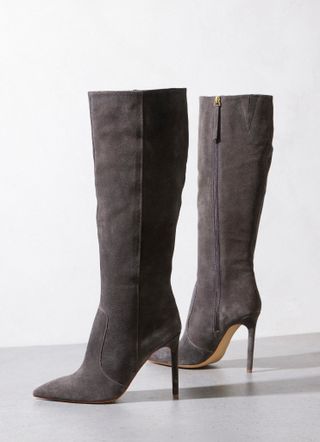 Mint Velvet + Grey Suede Knee High Boots
