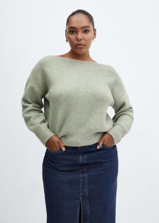 Mango + Boat-Neck Knitted Sweater