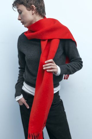 Zara + Wool Scarf in Red