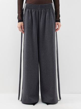 Norma Kamali + Side-Stripe Cotton-Blend Jersey Track Trousers