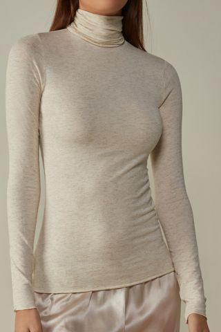 Intimissimi + Turtleneck Top in Modal Light With Cashmere Lamé