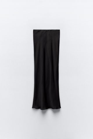 Zara + Satin Effect Midi Skirt