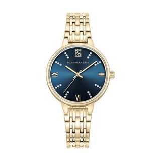 BCBG Max Azria + Classic Goldtone Blue Dial Watch
