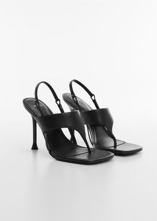 Mango + Heeled Leather Sandals With Straps
