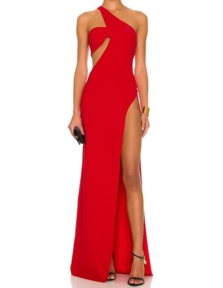 Monot + One Shoulder Cut Out Gown