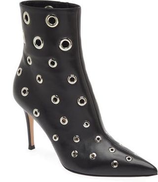Gianvito Rossi + Pointed Toe Grommet Bootie