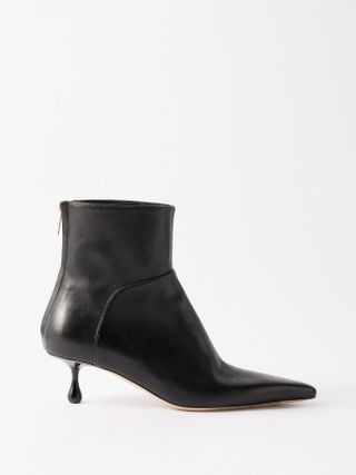 Jimmy Choo + Cycas 50 Point-Toe Leather Heeled Boots