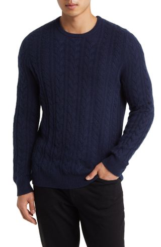 Nordstrom + Cable Knit Cashmere Crewneck Sweater