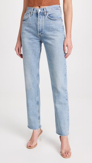 Agolde + Lana Mid Rise Straight Jeans