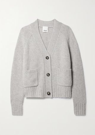 Allude + + Net Sustain Wool and Cashmere-Blend Cardigan in Light Grey